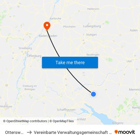 Otterswang to Vereinbarte Verwaltungsgemeinschaft Rastatt map