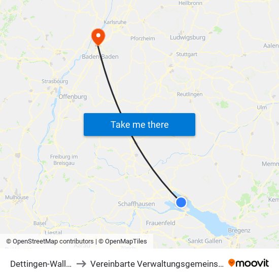 Dettingen-Wallhausen to Vereinbarte Verwaltungsgemeinschaft Rastatt map