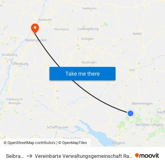 Seibranz to Vereinbarte Verwaltungsgemeinschaft Rastatt map