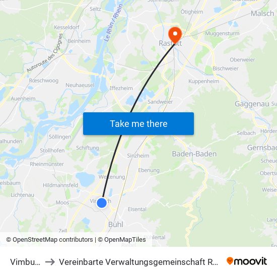 Vimbuch to Vereinbarte Verwaltungsgemeinschaft Rastatt map
