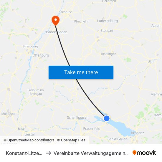 Konstanz-Litzelstetten to Vereinbarte Verwaltungsgemeinschaft Rastatt map