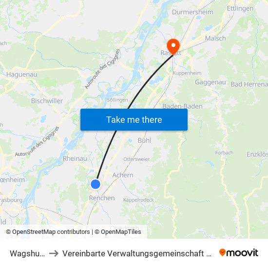 Wagshurst to Vereinbarte Verwaltungsgemeinschaft Rastatt map