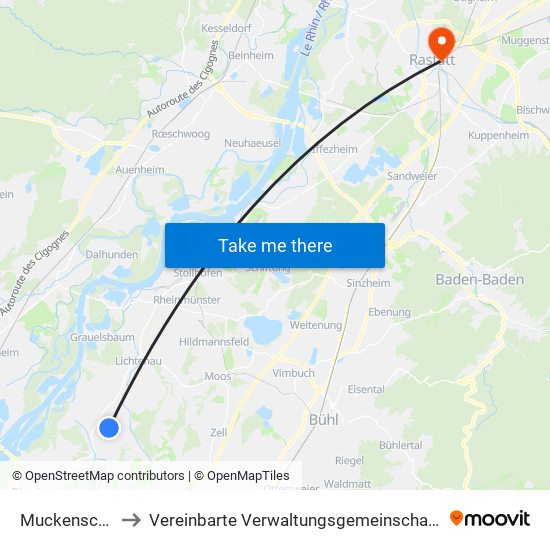 Muckenschopf to Vereinbarte Verwaltungsgemeinschaft Rastatt map