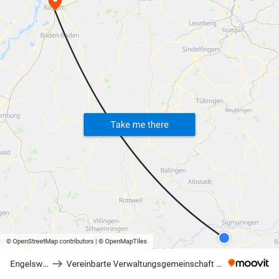 Engelswies to Vereinbarte Verwaltungsgemeinschaft Rastatt map