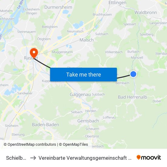 Schielberg to Vereinbarte Verwaltungsgemeinschaft Rastatt map