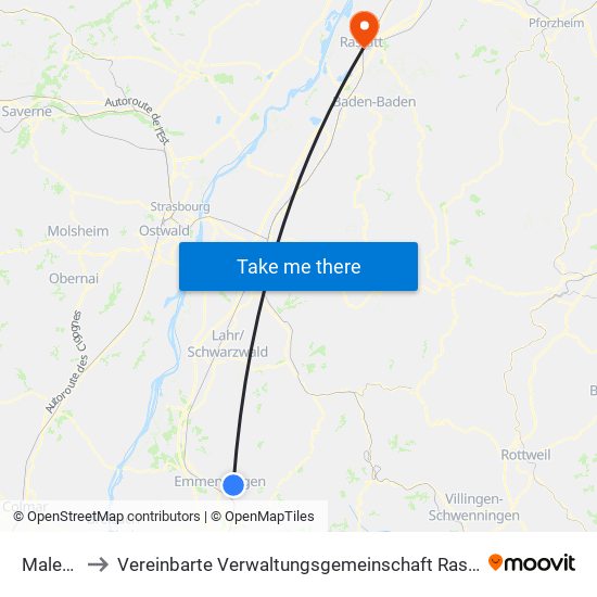 Maleck to Vereinbarte Verwaltungsgemeinschaft Rastatt map