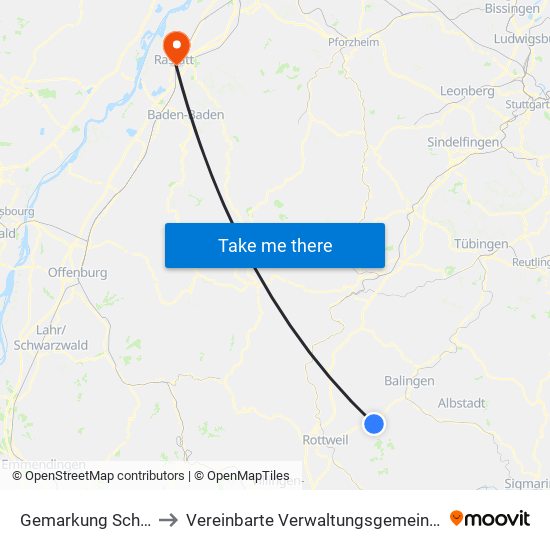 Gemarkung Schömberg to Vereinbarte Verwaltungsgemeinschaft Rastatt map