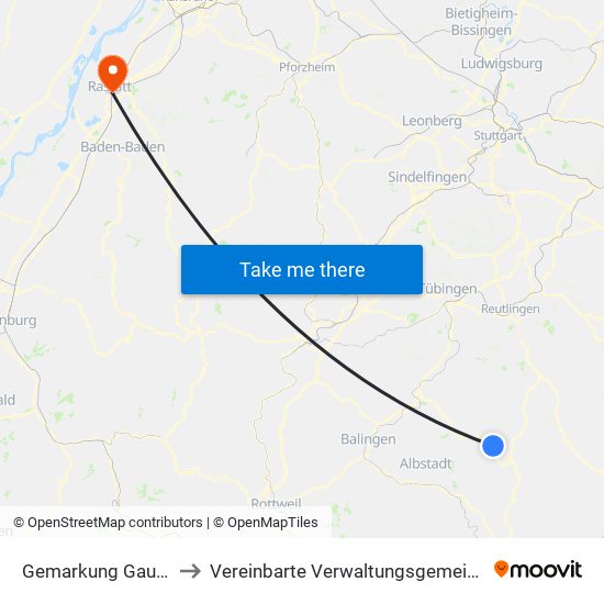 Gemarkung Gauselfingen to Vereinbarte Verwaltungsgemeinschaft Rastatt map