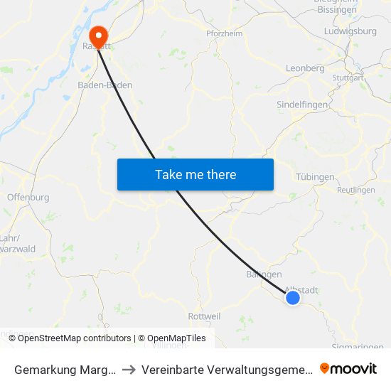 Gemarkung Margrethausen to Vereinbarte Verwaltungsgemeinschaft Rastatt map