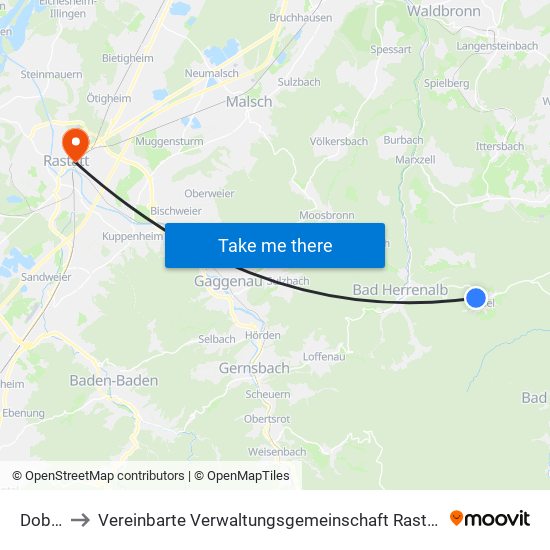 Dobel to Vereinbarte Verwaltungsgemeinschaft Rastatt map