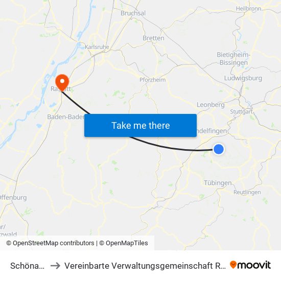 Schönaich to Vereinbarte Verwaltungsgemeinschaft Rastatt map