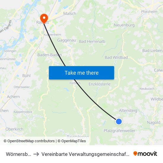 Wörnersberg to Vereinbarte Verwaltungsgemeinschaft Rastatt map