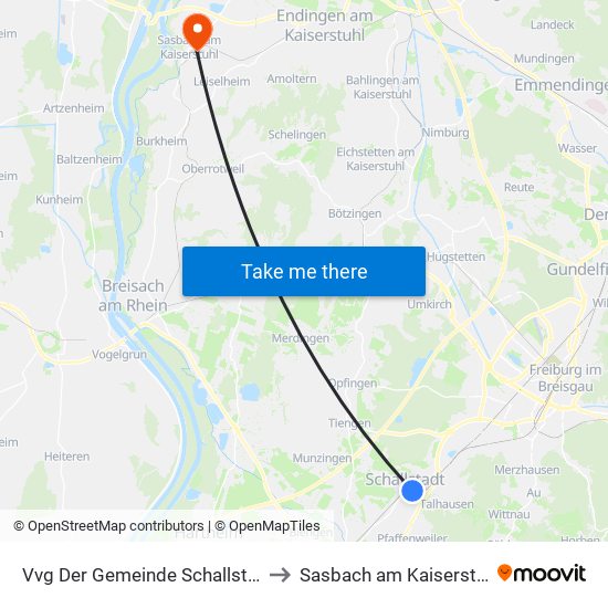 Vvg Der Gemeinde Schallstadt to Sasbach am Kaiserstuhl map