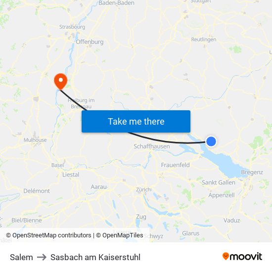 Salem to Sasbach am Kaiserstuhl map