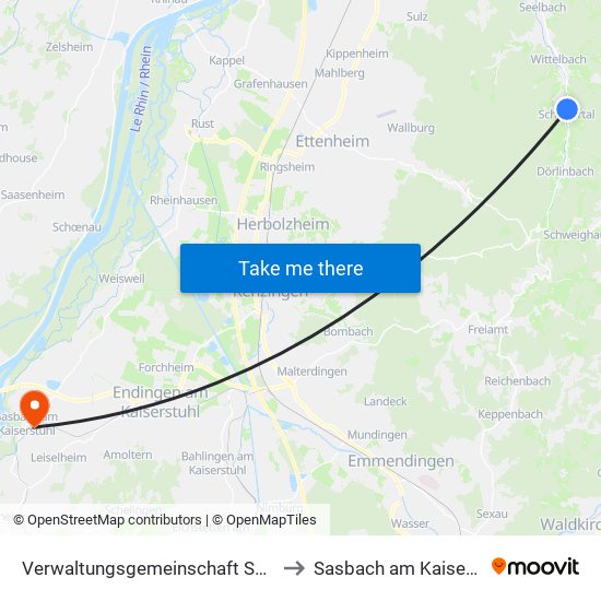 Verwaltungsgemeinschaft Seelbach to Sasbach am Kaiserstuhl map