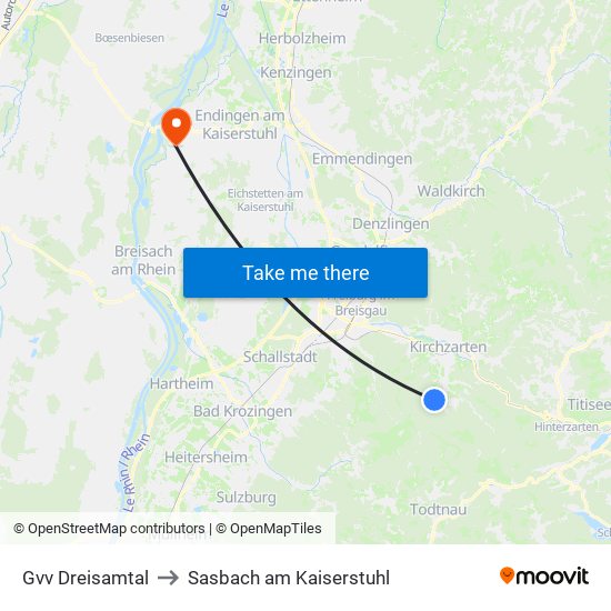 Gvv Dreisamtal to Sasbach am Kaiserstuhl map
