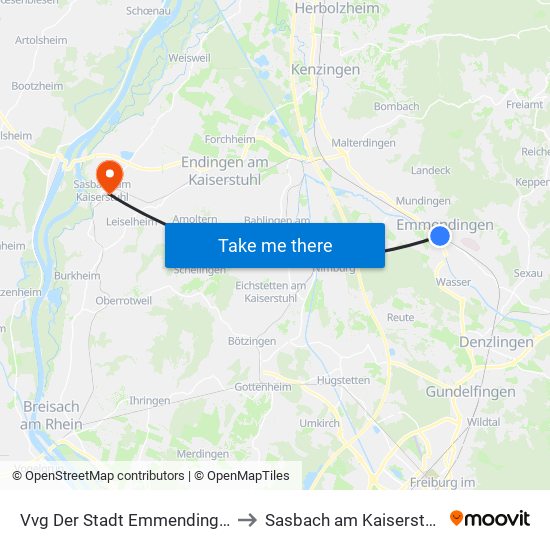 Vvg Der Stadt Emmendingen to Sasbach am Kaiserstuhl map