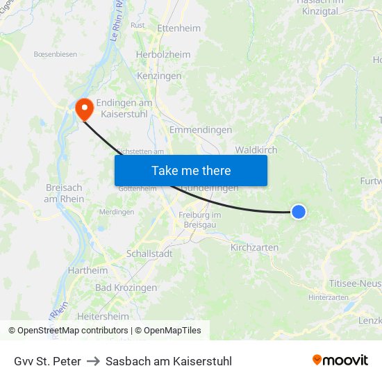 Gvv St. Peter to Sasbach am Kaiserstuhl map