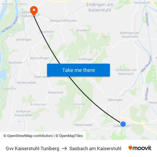 Gvv Kaiserstuhl-Tuniberg to Sasbach am Kaiserstuhl map