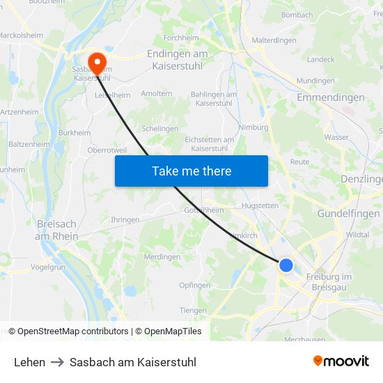 Lehen to Sasbach am Kaiserstuhl map