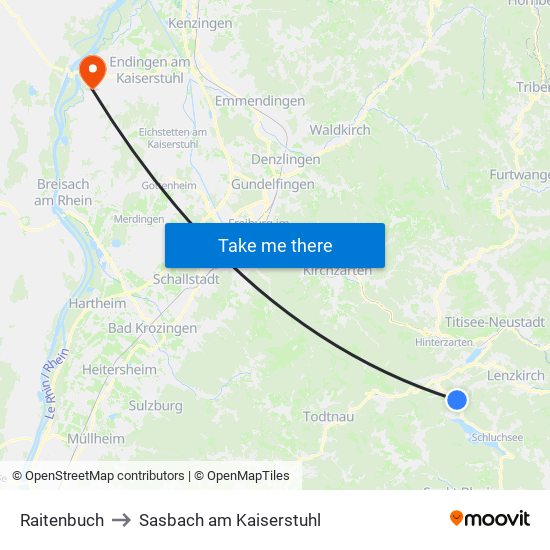 Raitenbuch to Sasbach am Kaiserstuhl map