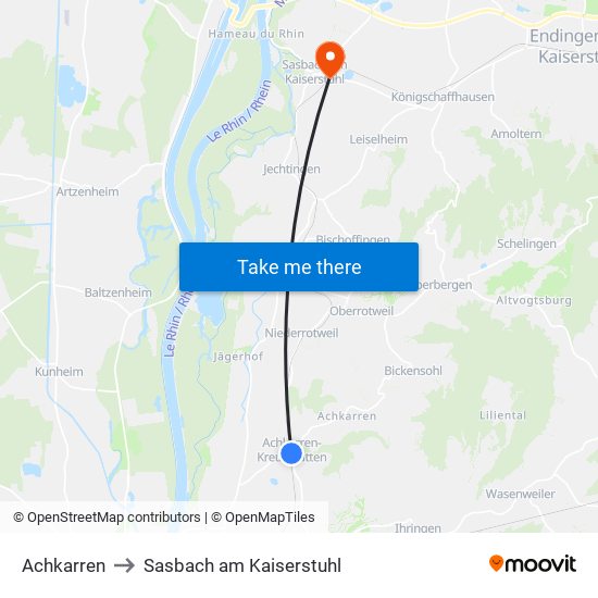 Achkarren to Sasbach am Kaiserstuhl map