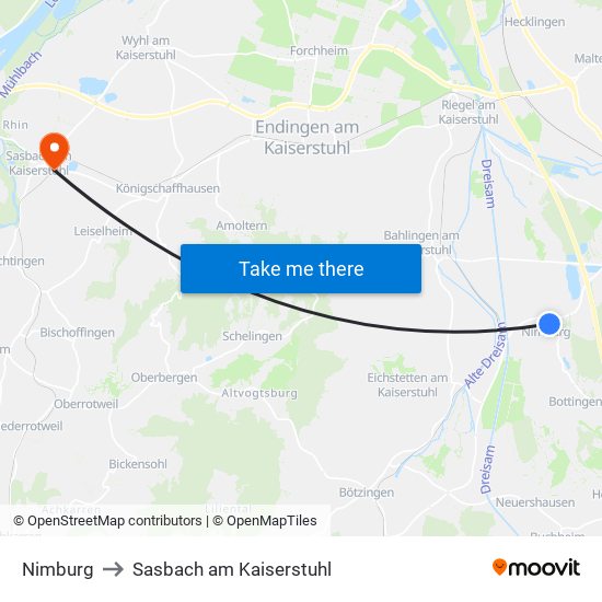 Nimburg to Sasbach am Kaiserstuhl map