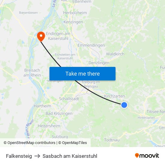 Falkensteig to Sasbach am Kaiserstuhl map