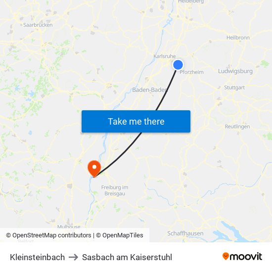 Kleinsteinbach to Sasbach am Kaiserstuhl map