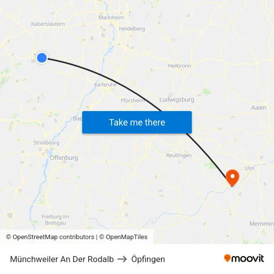 Münchweiler An Der Rodalb to Öpfingen map