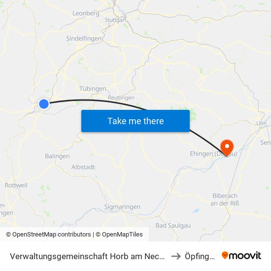 Verwaltungsgemeinschaft Horb am Neckar to Öpfingen map