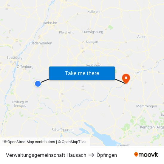 Verwaltungsgemeinschaft Hausach to Öpfingen map