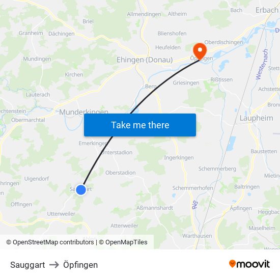 Sauggart to Öpfingen map