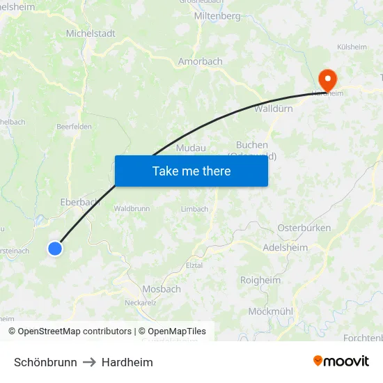 Schönbrunn to Hardheim map