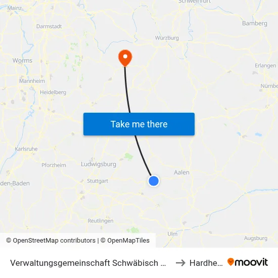 Verwaltungsgemeinschaft Schwäbisch Gmünd to Hardheim map