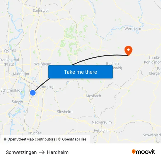 Schwetzingen to Hardheim map