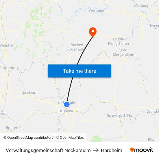 Verwaltungsgemeinschaft Neckarsulm to Hardheim map