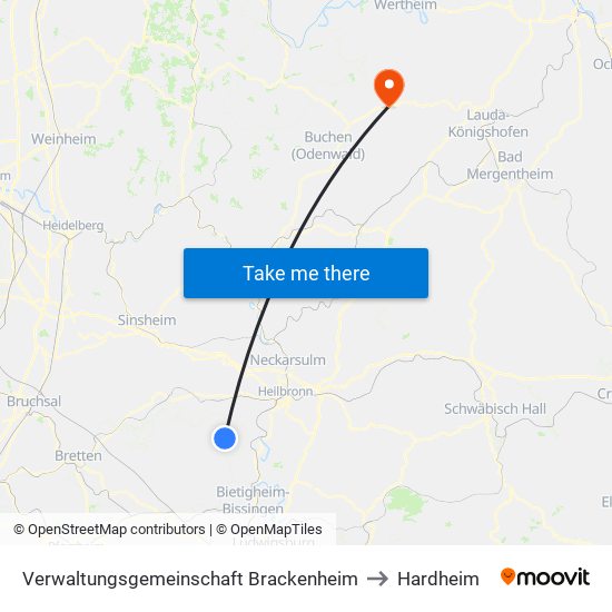 Verwaltungsgemeinschaft Brackenheim to Hardheim map