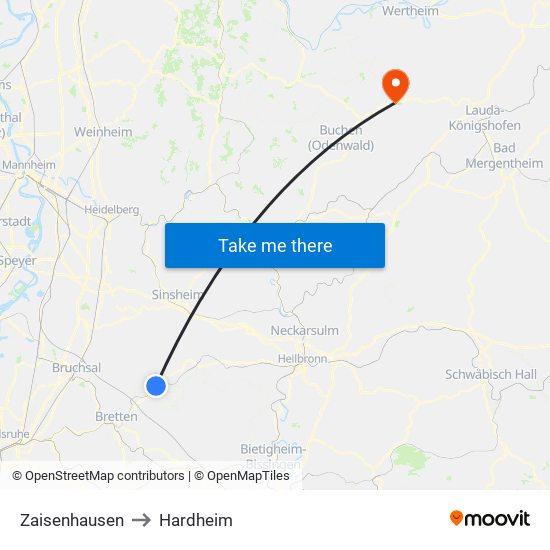 Zaisenhausen to Hardheim map