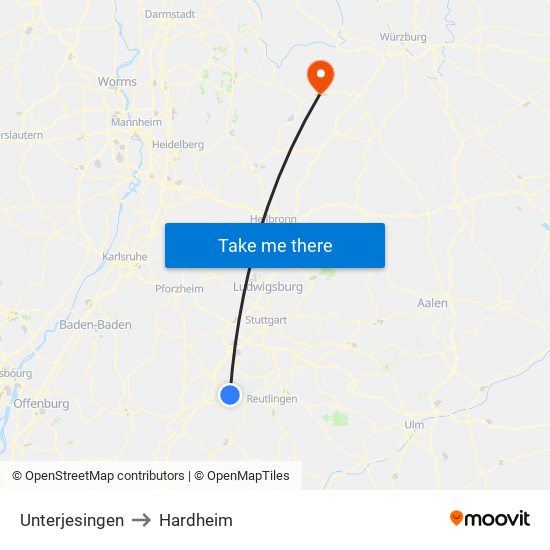 Unterjesingen to Hardheim map