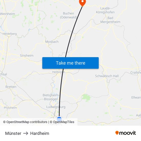 Münster to Hardheim map