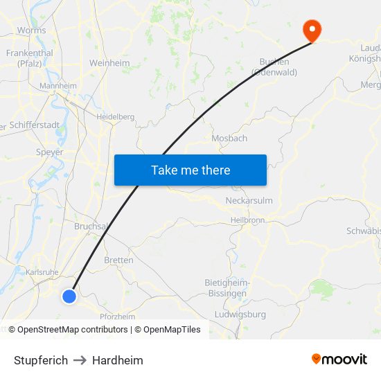 Stupferich to Hardheim map