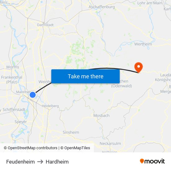 Feudenheim to Hardheim map