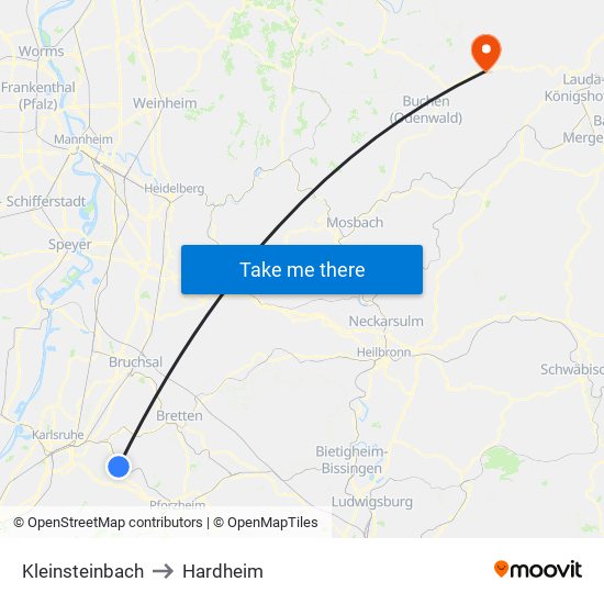 Kleinsteinbach to Hardheim map