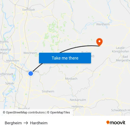 Bergheim to Hardheim map