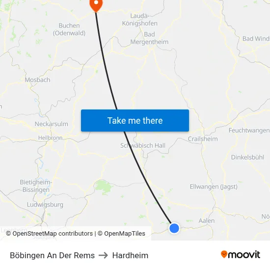 Böbingen An Der Rems to Hardheim map