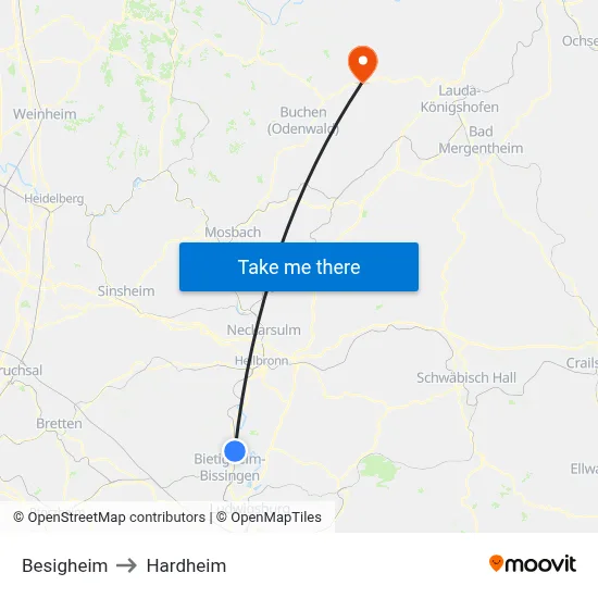 Besigheim to Hardheim map