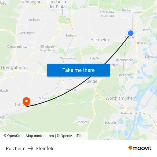Rülzheim to Steinfeld map
