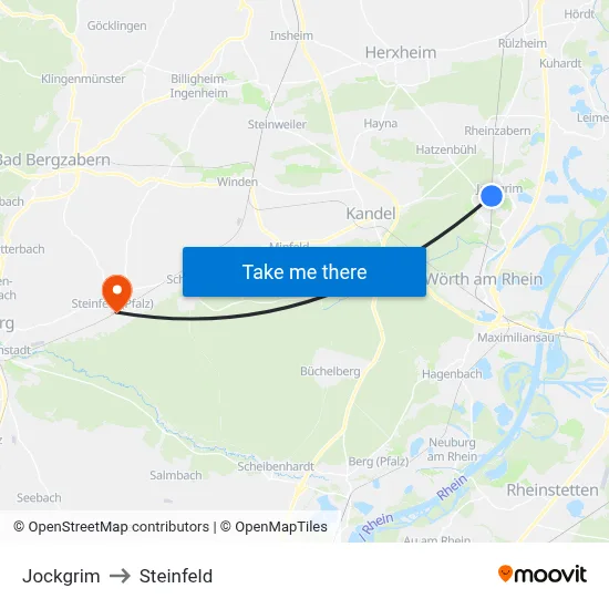 Jockgrim to Steinfeld map