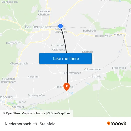 Niederhorbach to Steinfeld map